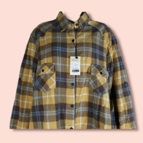 MATCHSTICK Argus Womens Plaid Shirt Flannel L/S Button Roll Sleeves/Sides XXL - Picture 4 of 8